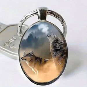 Stainless Steel WOLF Keyring Keychain Accessory